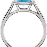 14K White Natural Swiss Blue Topaz & 1/6 CTW Natural Diamond Halo-Style Ring - 71635