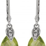 14K White Natural Peridot & .025 CTW Natural Diamond Earrings - 651452