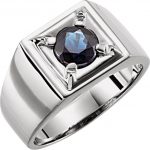 14K White Natural Blue Sapphire Illusion Ring - 9518