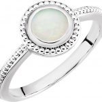 14K White 6 mm Opal Bezel-Set Ring - 71592