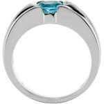 14K White Natural Aquamarine Ring - 67563