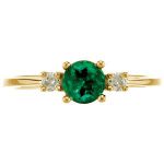 14K Yellow 5.2 mm Natural Emerald & 1/8 CTW Natural Diamond Ring - 67568