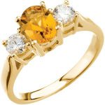 14K Yellow Natural Citrine & 3/8 CTW Natural Diamond Ring - 67570