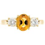 14K Yellow Natural Citrine & 3/8 CTW Natural Diamond Ring - 67570