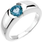 14K White Natural Aquamarine Ring - 67563