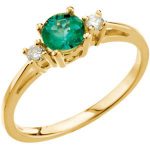 14K Yellow 5.2 mm Natural Emerald & 1/8 CTW Natural Diamond Ring - 67568