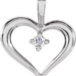 14K White .02 CT Natural Diamond Heart Pendant - 60990