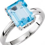 14K White Natural Swiss Blue Topaz Scroll Setting® Ring - 61197