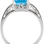 14K White Natural Swiss Blue Topaz Scroll Setting® Ring - 61197