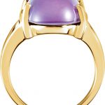 14K White Natural Amethyst Cabochon Ring - 67220