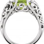 14K White Natural Peridot Ring - 67966