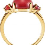 14K Yellow Natural Carnelian & Mozambique Garnet Three-Stone Ring - 67970