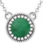 14K White Natural Emerald "May" 18" Birthstone Necklace - 651611