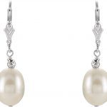 Sterling Silver 9-9.5 mm Cultured White Freshwater Pearl Earrings - 651654