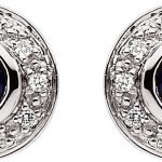 14K White Natural Blue Sapphire & 1/10 CTW Natural Diamond Earrings - 61544