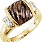 14K Yellow Natural Smoky Quartz & .06 CTW Natual Diamond Ring - 66303