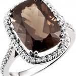 14K White Natural Smoky Quartz & 1/2 CTW Diamond Ring - 67357