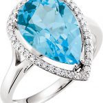 14K White Natural Swiss Blue Topaz & 1/5 CTW Natural Diamond Halo-Style Ring - 69241