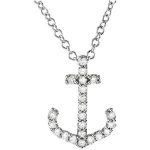 Platinum 1/8 CTW Natural Diamond Anchor 16" Necklace - 67749