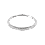 14K White 3 CTW Natural Diamond Pavé Bangle 7" Bracelet - 651579