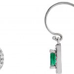 14K White Natural Emerald & 1/6 CTW Natural Diamond Earrings - 69758