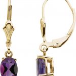 14K Yellow Natural Amethyst Earrings - 61023