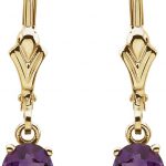 14K Yellow Natural Amethyst Earrings - 61023