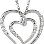 14K White 1/10 CTW Natural Diamond Heart 18" Necklace - 63806