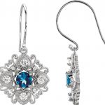 14K White Natural London Blue Topaz & 1/2 CTW Natural Diamond Earrings - 85373