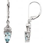 14K White Natural Aquamarine & .04 CTW Natural Diamond Earrings - 64910