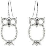 14K White 1/2 CTW Natural Diamond Owl Earrings - 68062