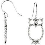 14K White 1/2 CTW Natural Diamond Owl Earrings - 68062