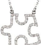 14K White 1/4 CTW Natural Diamond Puzzle Piece 16 1/2" Necklace - 68063