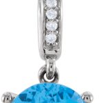 14K White 11x9 mm Oval Natural Swiss Blue Topaz & .03 CTW Natural Diamond Necklace - 85655