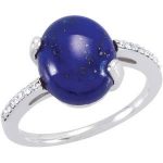 14K White Natural Lapis & 1/8 CTW Natural Diamond Ring - 67971