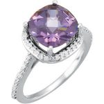 14K White Natural Amethyst & 1/4 CTW Natural Diamond Ring - 67968