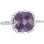 14K White Natural Amethyst & 1/4 CTW Natural Diamond Ring - 67968