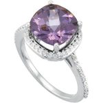 14K White Natural Amethyst & 1/4 CTW Natural Diamond Ring - 67968