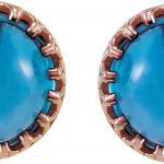 14K Rose 8 mm Natural London Blue Topaz Earrings - 28503