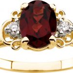 14K Yellow Natural Mozambique Garnet & .06 CTW Natural Diamond Accented Ring - 60442