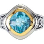 Sterling Silver & 14K Yellow Natural Sky Blue Topaz Ring - 67969