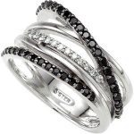 Sterling Silver Natural Black Spinel & 1/10 CTW Natural Diamond Ring - 67508