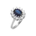 14K White Natural Blue Sapphire & 1/2 CTW Natural Diamond Halo-Style Ring - 68377