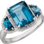 14K White Natural London Blue Topaz & .03 CTW Natural Diamond Ring - 651441