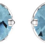 14K White 6 mm Round Aquamarine Woven-Design Earrings - 28810