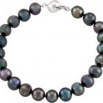 Sterling Silver Cultured Black Freshwater Pearl 7 3/4" Bracelet - 67628