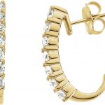 14K Yellow 1 CTW Natural Diamond J-Hoop Earrings - 60791