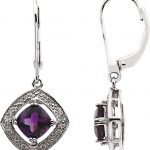 14K White Natural Amethyst & .08 CTW Natural Diamond Earrings - 64561