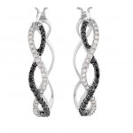 14K White 1/2 CTW Natural Black & White Diamond Hoop Earrings - 68765