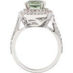 14K White Natural Green Quartz & 3/4 Natural Diamond Ring - 67176